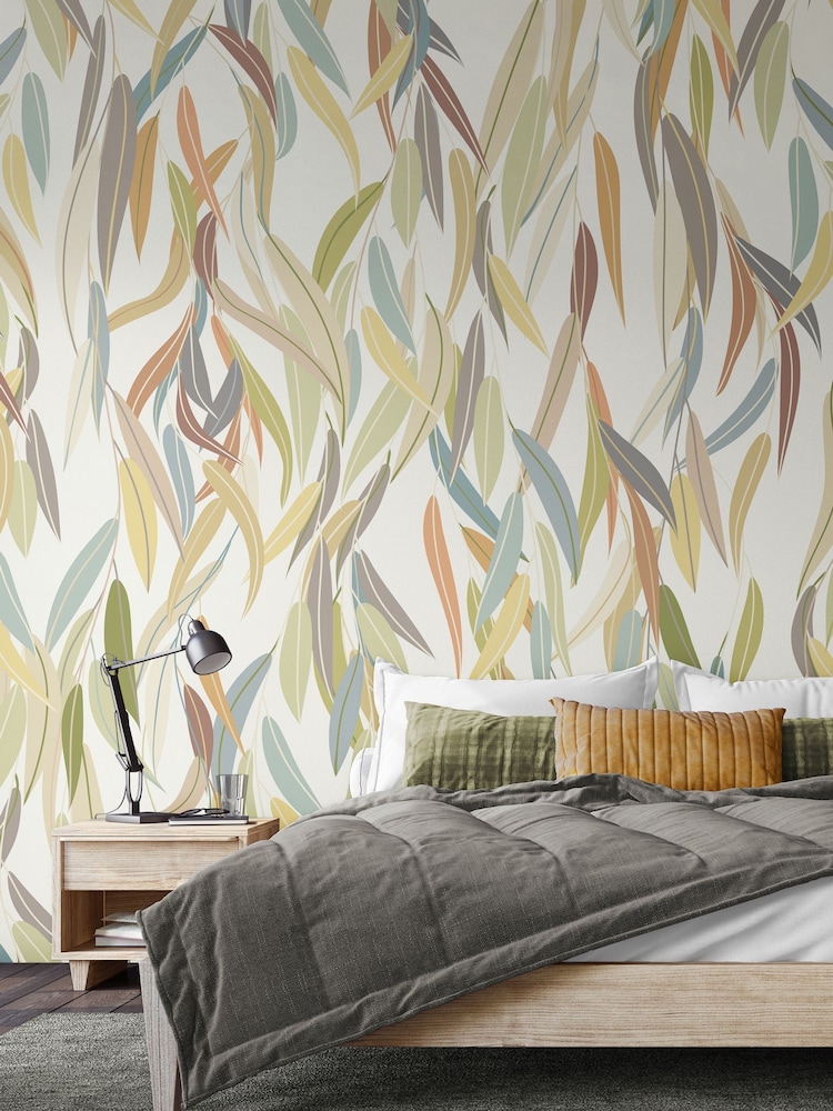 Origin Murals Natural Stone Willow Leaves 2.8m x 3.5m Wall Mural - Image 2 of 4 Origin Murals Natural Stone Willow Leaves 2.8m x 3.5m Wall Mural - Image 2 of 4