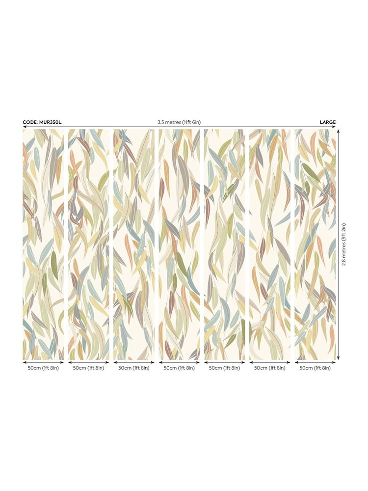 Origin Murals Natural Stone Willow Leaves 2.8m x 3.5m Wall Mural - Image 4 of 4 Origin Murals Natural Stone Willow Leaves 2.8m x 3.5m Wall Mural - Image 4 of 4