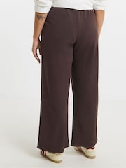 Simply Be Brown Scuba Crepe Wide Leg Trousers - Image 4 of 5