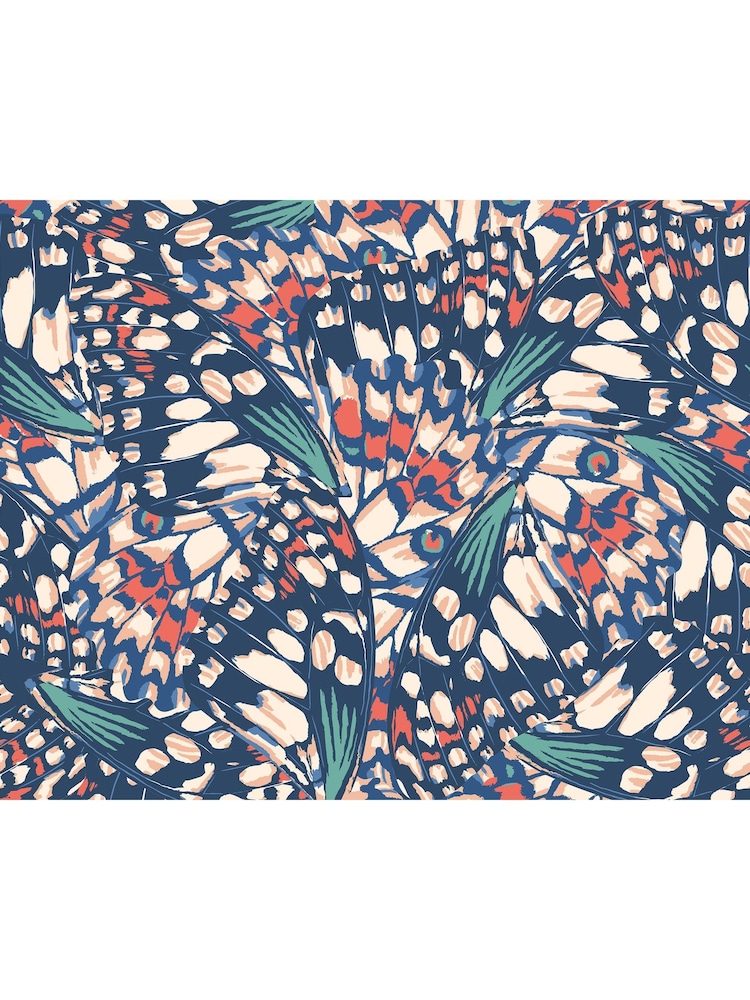 Origin Murals Navy Blue and Coral Butterfly Wings A4 Wallpaper Sample - Image 1 of 1