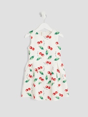 River Island Cream Girls Cherry Bow Back Dress - Image 1 of 4