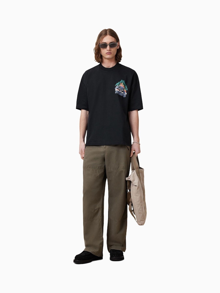 AllSaints Black Pounce Short Sleeve Crew T-Shirt - Image 1 of 8