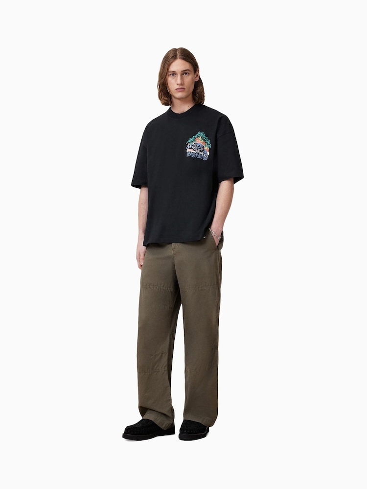 AllSaints Black Pounce Short Sleeve Crew T-Shirt - Image 2 of 8