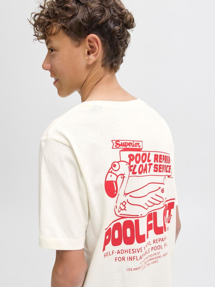 JACK & JONES Junior 100% Cotton Back Graphic Short Sleeve White T-Shirt - Image 1 of 5 JACK & JONES Junior 100% Cotton Back Graphic Short Sleeve White T-Shirt - Image 1 of 5