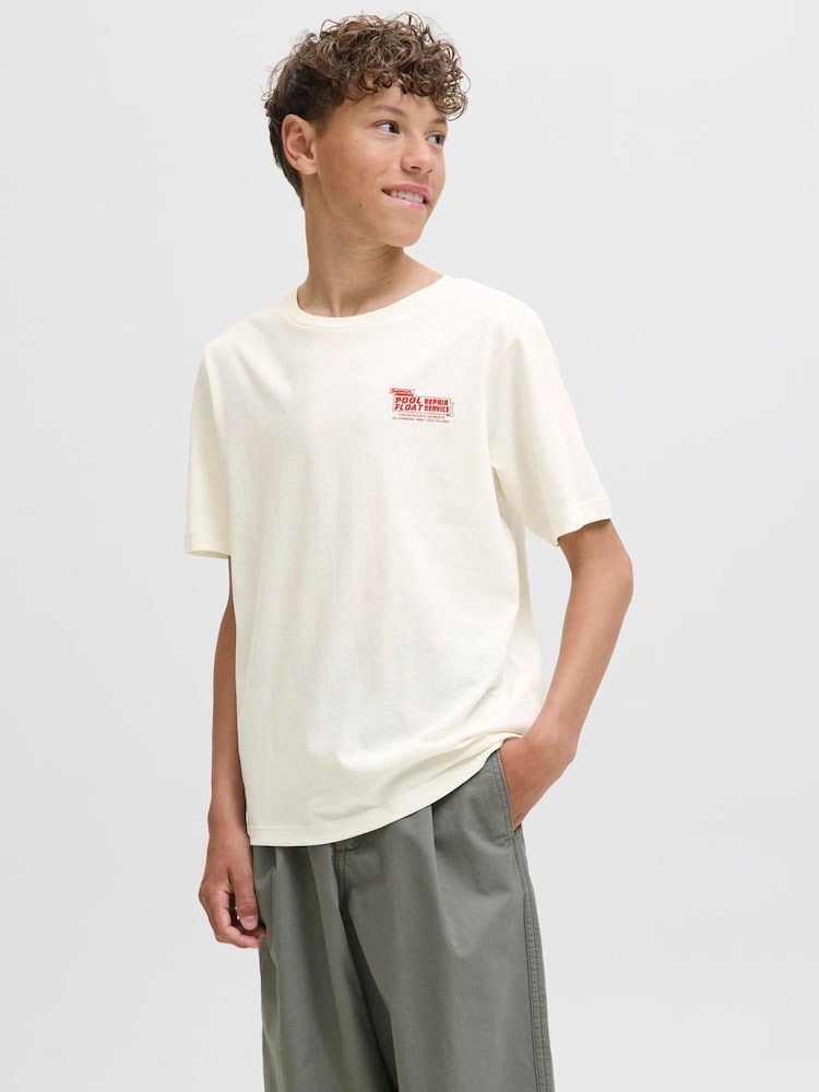 JACK & JONES Junior 100% Cotton Back Graphic Short Sleeve White T-Shirt - Image 2 of 5 JACK & JONES Junior 100% Cotton Back Graphic Short Sleeve White T-Shirt - Image 2 of 5
