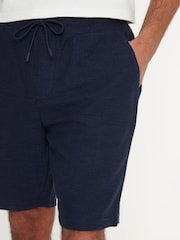 Threadbare Blue Textured Elasticated Waist Shorts - Image 4 of 4