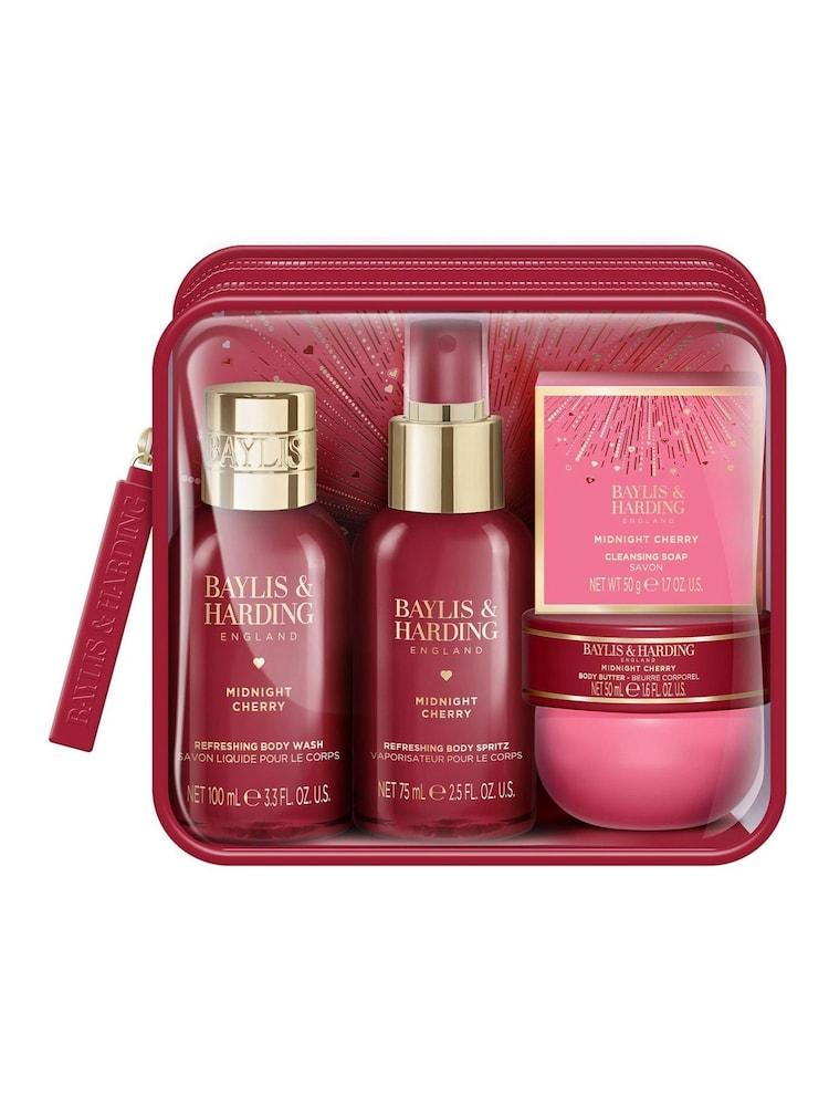 Baylis & Harding Midnight Cherry Luxury Travel Wash Bag Gift Set - Image 1 of 5 Baylis & Harding Midnight Cherry Luxury Travel Wash Bag Gift Set - Image 1 of 5