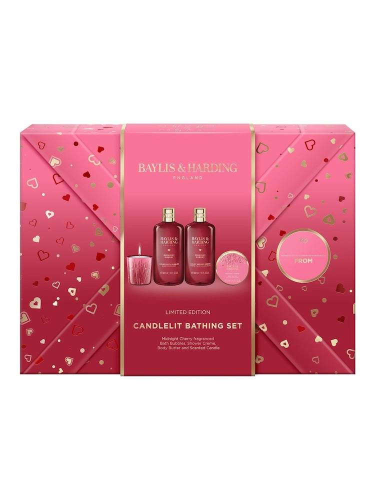Baylis & Harding Midnight Cherry Gift Wrapped Candlelit Bathing Gift Set - Image 1 of 5 Baylis & Harding Midnight Cherry Gift Wrapped Candlelit Bathing Gift Set - Image 1 of 5