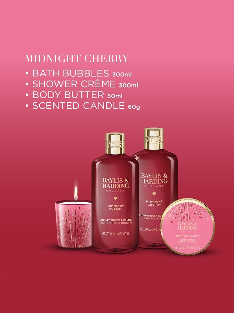Baylis & Harding Midnight Cherry Gift Wrapped Candlelit Bathing Gift Set - Image 2 of 5 Baylis & Harding Midnight Cherry Gift Wrapped Candlelit Bathing Gift Set - Image 2 of 5