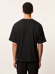 Reiss Black Rainer Monogram Cotton Oversized T-Shirt - Image 5 of 6