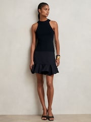 Reiss Navy Robin Ruffle-Hem Mini Skirt - Image 1 of 5