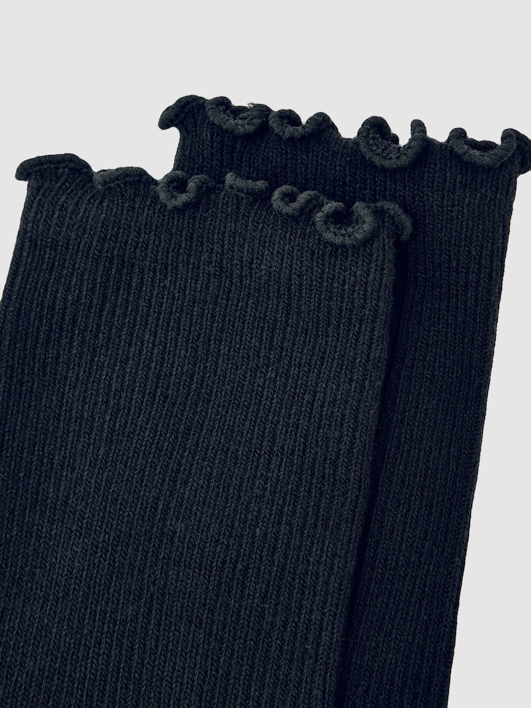 Reiss Black Rae Ribbed Frilly Socks - Image 3 of 3
