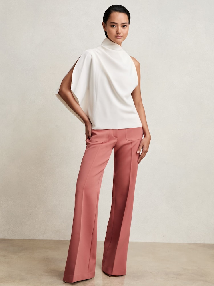 Reiss Ivory Elle One-Shoulder Draped Top - Image 1 of 6 Reiss Ivory Elle One-Shoulder Draped Top - Image 1 of 6
