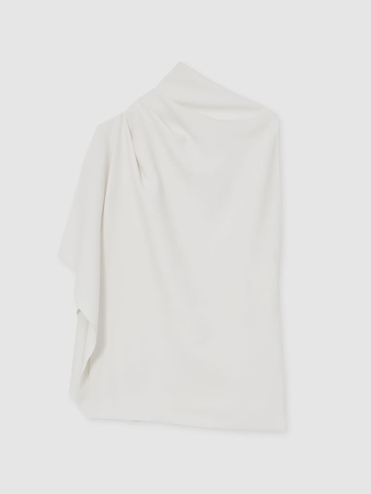Reiss Ivory Elle One-Shoulder Draped Top - Image 2 of 6 Reiss Ivory Elle One-Shoulder Draped Top - Image 2 of 6