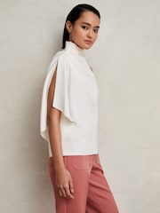 Reiss Ivory Elle One-Shoulder Draped Top - Image 3 of 6
