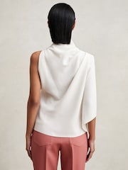 Reiss Ivory Elle One-Shoulder Draped Top - Image 5 of 6