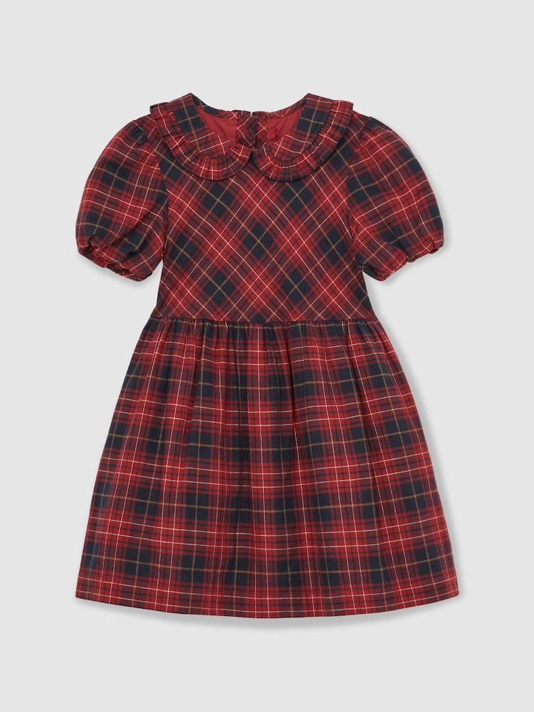 Reiss Red Demi Cotton Peter-Pan Collar Tartan Dress - Image 2 of 4 Reiss Red Demi Cotton Peter-Pan Collar Tartan Dress - Image 2 of 4
