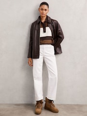Reiss Tan Siarah Suede Faux-Shearling Trainer Boots - Image 2 of 4