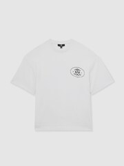 Reiss White Cuthbert Monogram Print Cotton Oversized T-Shirt - Image 2 of 6