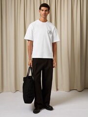 Reiss White Cuthbert Monogram Print Cotton Oversized T-Shirt - Image 4 of 6