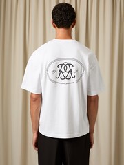 Reiss White Cuthbert Monogram Print Cotton Oversized T-Shirt - Image 5 of 6
