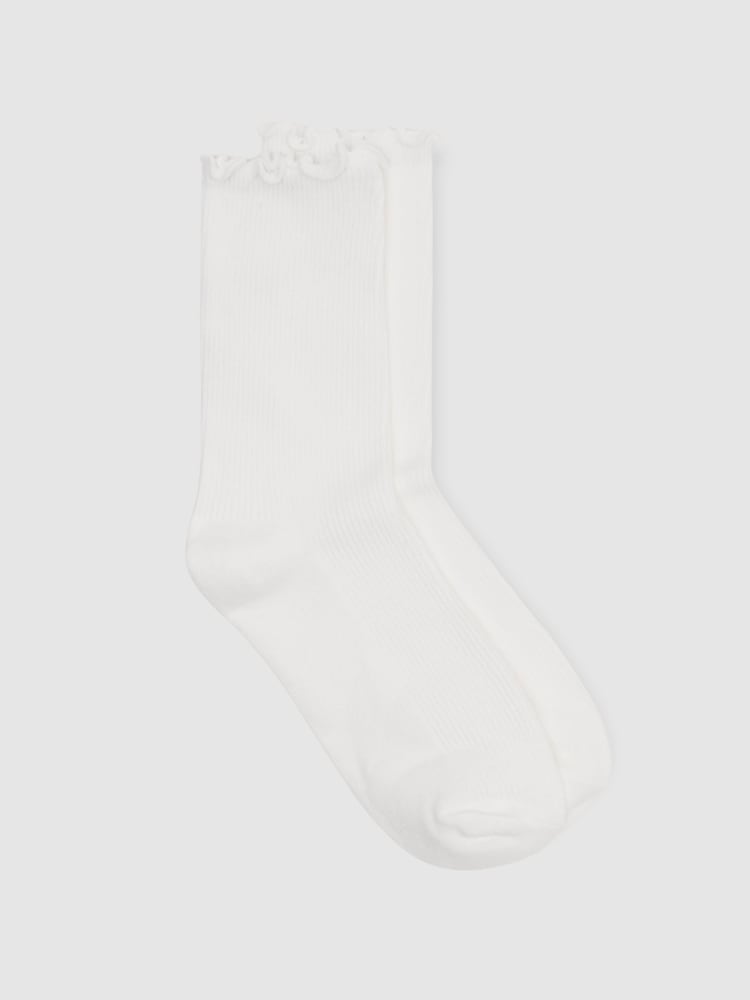 Reiss Cream Rae Ribbed Frilly Socks - Image 1 of 3 Reiss Cream Rae Ribbed Frilly Socks - Image 1 of 3