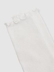 Reiss Cream Rae Ribbed Frilly Socks - Image 3 of 3