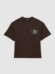Reiss Brown Cuthbert Monogram Print Cotton Oversized T-Shirt - Image 2 of 6