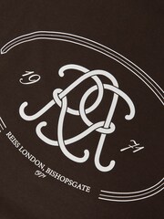 Reiss Brown Cuthbert Monogram Print Cotton Oversized T-Shirt - Image 6 of 6