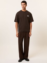 Reiss Brown Rainer Monogram Cotton Oversized T-Shirt - Image 3 of 6