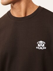 Reiss Brown Rainer Monogram Cotton Oversized T-Shirt - Image 4 of 6