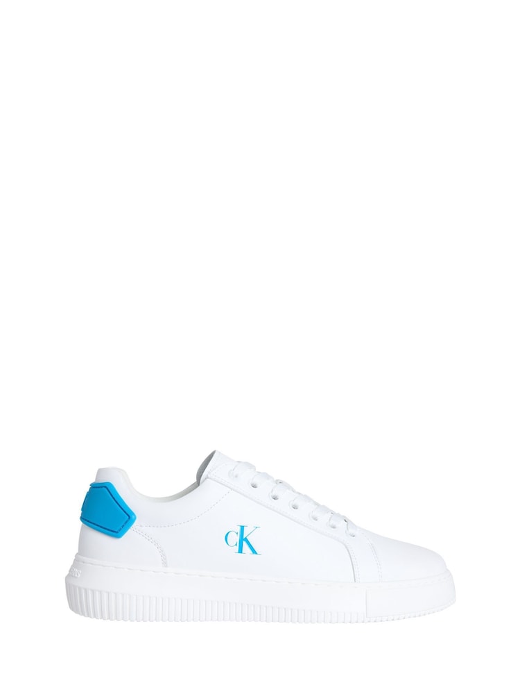 Calvin Klein White Chunky Cupsole Patch Leather Shoes - Image 1 of 5 Calvin Klein White Chunky Cupsole Patch Leather Shoes - Image 1 of 5