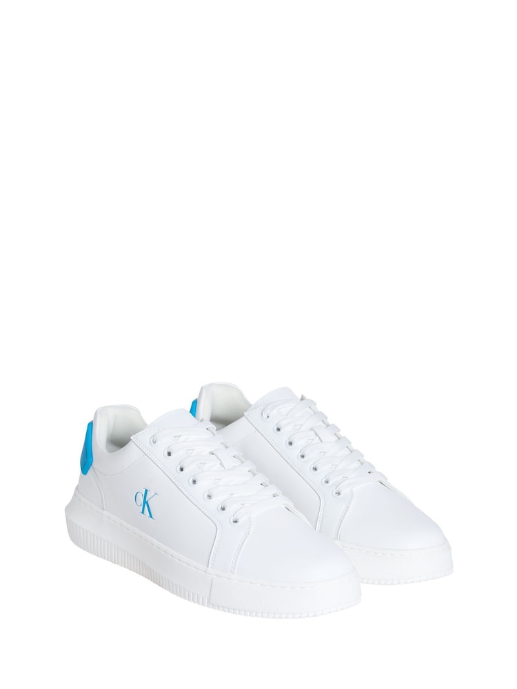 Calvin Klein White Chunky Cupsole Patch Leather Shoes - Image 2 of 5 Calvin Klein White Chunky Cupsole Patch Leather Shoes - Image 2 of 5