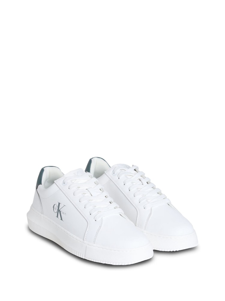 Calvin Klein White Chunky Cupsole Mono Leather Trainers - Image 1 of 4 Calvin Klein White Chunky Cupsole Mono Leather Trainers - Image 1 of 4