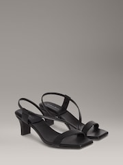 Calvin Klein Black Square Leather Heel Sandals - Image 2 of 5