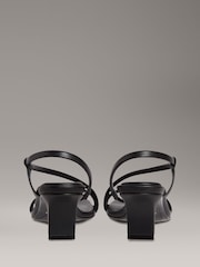 Calvin Klein Black Square Leather Heel Sandals - Image 3 of 5