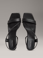 Calvin Klein Black Square Leather Heel Sandals - Image 4 of 5