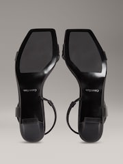 Calvin Klein Black Square Leather Heel Sandals - Image 5 of 5
