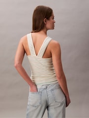 Calvin Klein Yellow Rib Stripe Tank Top - Image 2 of 5