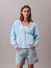 Calvin Klein Blue French Terry Zip Hoodie - Image 1 of 5