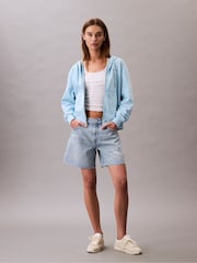 Calvin Klein Blue French Terry Zip Hoodie - Image 2 of 5