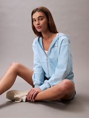 Calvin Klein Blue French Terry Zip Hoodie - Image 4 of 5