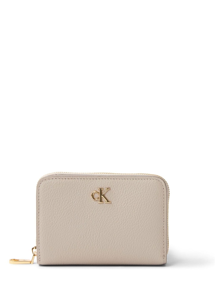Calvin Klein White Minimal Monogram Leather Wallet - Image 1 of 3