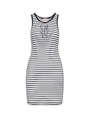 Calvin Klein Cream Cotton Rib Stripe Dress - Image 6 of 6