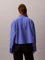 Calvin Klein Blue Boxy Cropped Stripe Shirt - Image 2 of 5