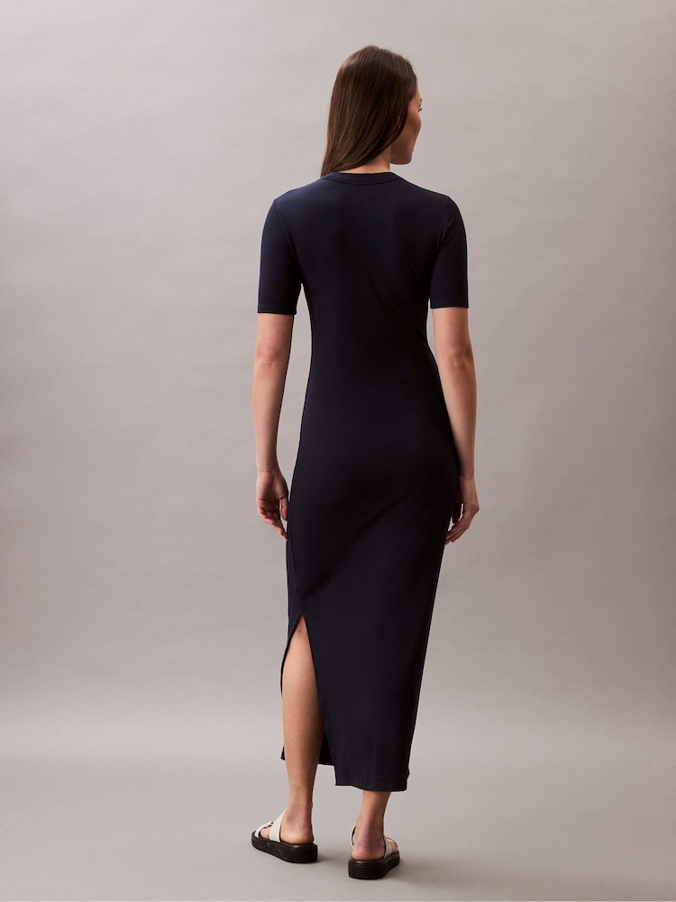 Calvin Klein Modal Rib Short Sleeve Rib Dress - Bild 2 von 5