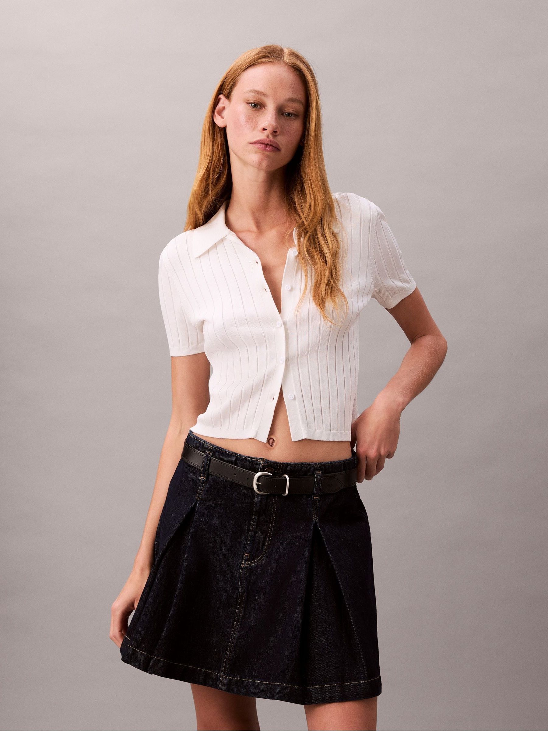Calvin Klein Jeans Pleated Skirt - Female - Denim Skirts - Blue - W28 - Skirts - Image 3