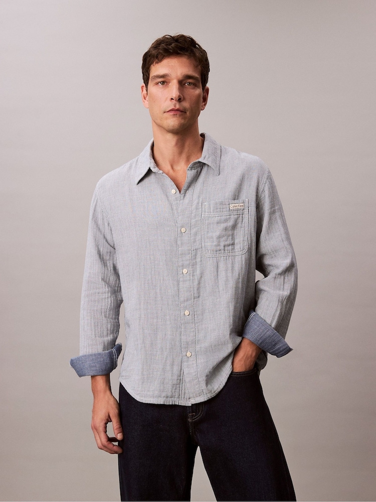 Calvin Klein Blue Casual Classic Shirt - Image 1 of 6 Calvin Klein Blue Casual Classic Shirt - Image 1 of 6