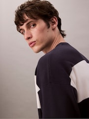 Calvin Klein Blue Relaxed Long Sleeve Striped Jumper - Image 4 of 5