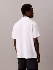 Calvin Klein White Snap Button Pique Polo Shirt - Image 2 of 6